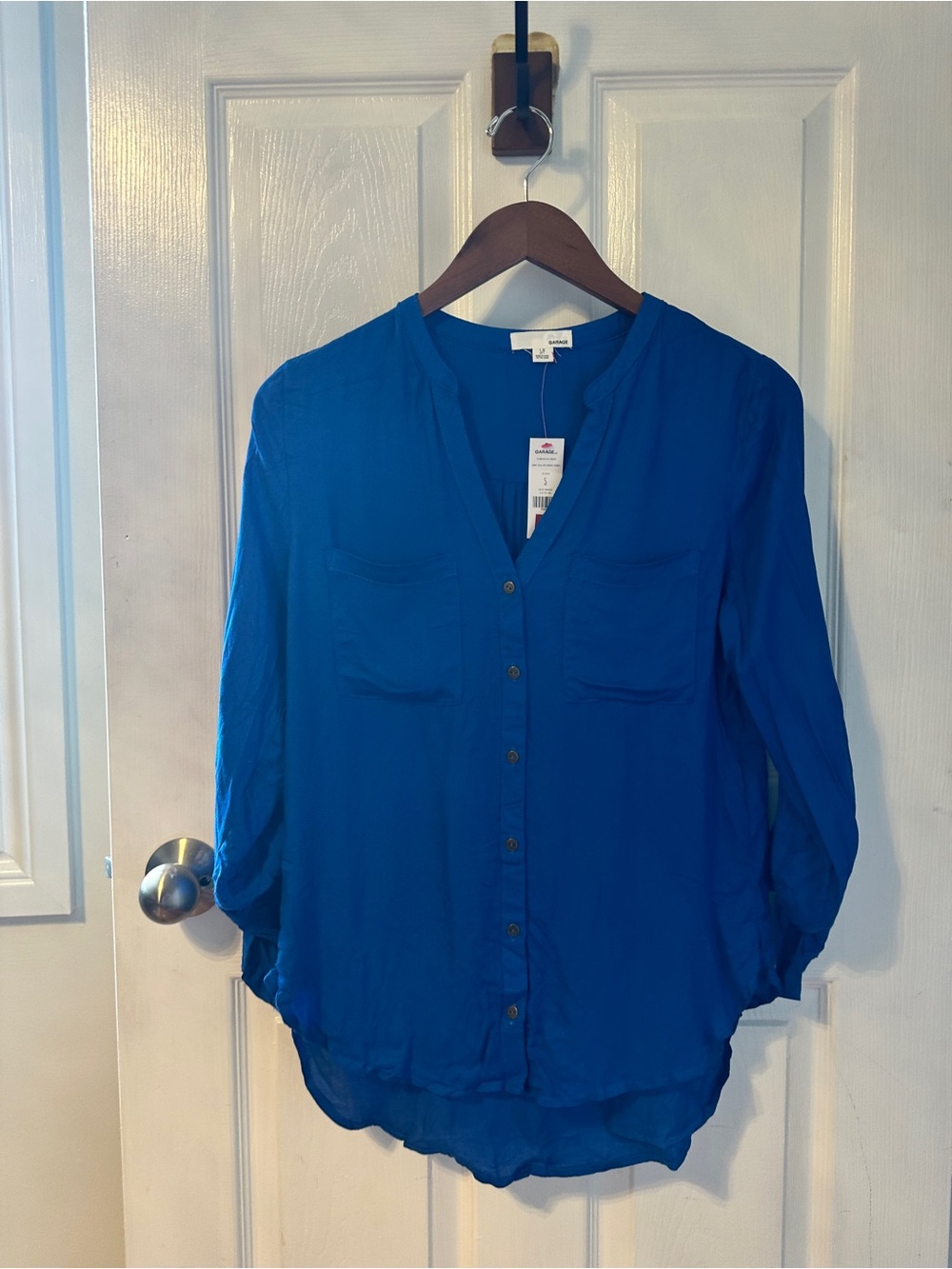 Garage Royal Blue Button-Front Blouse